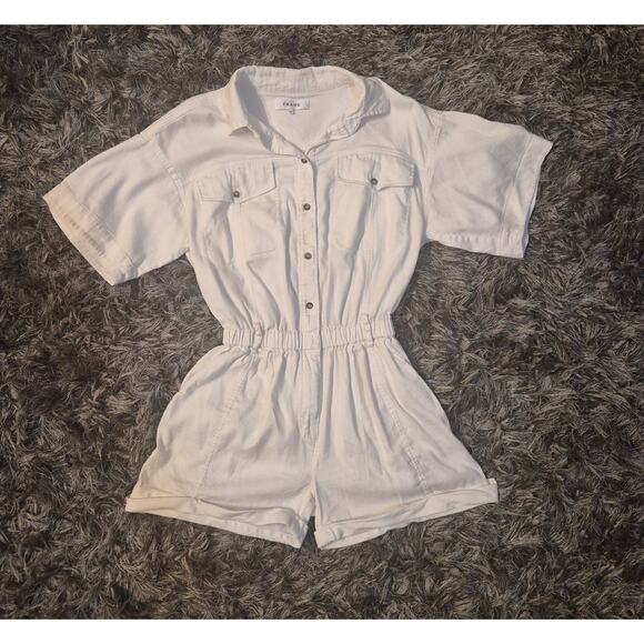 Frame Arie Utility Linen-Blend Romper - Picture 4 of 9